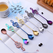 Cuchara de acero inoxidable con forma de nota musical para café, cuchara agitadora de té con Temática musical, cuchara para postres y helados, 1 Uds. 2024 - compra barato