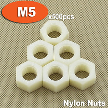 500pcs DIN934 M5 White Plastic Nylon Nuts Hexagon Hex Head Nut 2024 - buy cheap