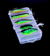 Crankbait de pesca con caja, conjunto de Señuelos de Pesca, señuelo VIB Popper, conjuntos de tambaleador, equipo de pesca mezclado, cebo Artificial, 5 uds. 2024 - compra barato