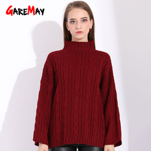 Женский свитер оверсайз Garemay, свитер с высоким воротом, Вязаный Свитер оверсайз 2020 2024 - купить недорого
