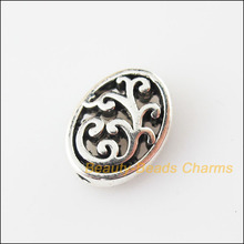 25Pcs Tibetan Silver Color Oval Flower Flat Spacer Beads Charms 9.5x12.5mm 2024 - buy cheap