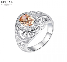 New Beautiful Fashion 925 silver wedding rings Inlaid red orange blue colors big stone hollow prices in euros bone FSPR002 2024 - buy cheap