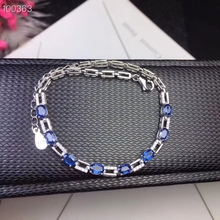 natural blue sapphire gem Bracelet Natural gemstone bracelet 925 sterling silver fashion geometry square women wedding jewelry 2024 - buy cheap