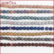BOROSA Natural Stone Loose Bead,10mm Round Rainbow Color Natural Stone Titanium Geode Druzy Loose Bead for Jewelry Making LS006 2024 - buy cheap