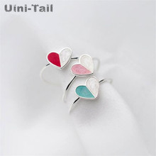 Uini-tail-Anillo de Plata de Ley 925 con forma de corazón, anillo pequeño y fresco, con forma de corazón, para cola de helado 2024 - compra barato