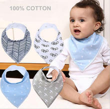 NEW 4pcs/ Pack bavoiToddler Infant Baby Bib 100% Cotton Absorbent Bandana Dribble Bib Adjustable Snaps Saliva Towel Burp Cloth 2024 - купить недорого