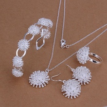 Silver color gorgeous refined luxury elegant fashion classic fireworks four piece sets hot selling silver jewelry S329 2024 - buy cheap