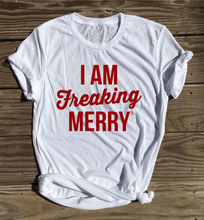 Camiseta con eslogan de "I Am Freaking Merry" para Navidad y vacaciones, Estilo vintage pastel, regalo de fiesta, camisetas de arte grunge tumblr 2024 - compra barato