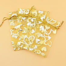 9x12 см (3,5 "x 4,7") 100 шт Золотая сумочка для украшений из органзы Свадебная конфетная упаковка для ювелирных изделий маленький мешочек для подарков 2024 - купить недорого