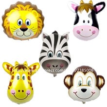 10pcs/lot 53*56cm Mix Monkey Lion Zebra Deer Cow Head Helium Foil Balloons Birthday Party Animal Air Balloons Animal Theme Party 2024 - buy cheap