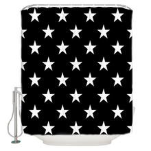 Estrelas Brancas Preto Extra Longo Conjuntos de Decoração de Tecido Cortinas de Banho de Chuveiro Do Banheiro com Ganchos 2024 - compre barato