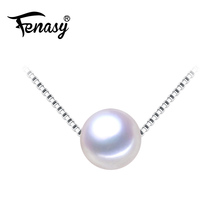 FENASY round pearl classic necklaces High Quality Pearl Pendant For Girl 925 Silver jewelry 6-10MM Natural Pearl Choker Necklace 2024 - buy cheap