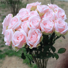 (30 шт./лот) Бесплатная доставка 66 см розовые цветные Цветущие розы домашние декоративные искусственные шелковые цветы для гостиной 2024 - купить недорого