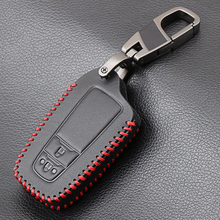 2 Buttons Real Leather Remote Keychain Smart Key Case Cover Holder for Toyota C-HR CHR 2017 2018 Camry Prius Prado 2024 - buy cheap