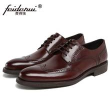 British Designer Brand Platform Man Formal Dress Shoes Vintage Genuine Leather Carved Brogue Oxfords Men's Wing Tip Flats HD72 2024 - buy cheap