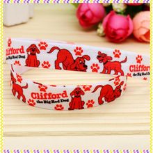 5/8'' Free shipping Fold Elastic FOE big red dog printed headband headwear hair band diy decoration wholesale OEM B1206 2024 - buy cheap