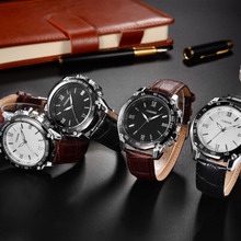 Homens marca De Luxo Militar Esporte de Quartzo de Aço Inoxidável Pulseira de Couro Dial Relógio de Pulso moda casual Relógios A40 prata preto 2024 - compre barato