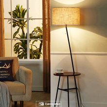 Lámparas de pie verticales de estilo nórdico, lámpara de mesa cálida y creativa para dormitorio de estudio, mesa redonda de madera maciza multifunción 2024 - compra barato