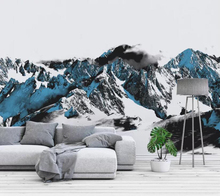 Decorative wallpaper Abstract artistic conception blue snow mountain ink landscape TV background wall 2024 - buy cheap