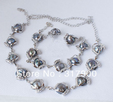 Fashion jewellery Black freshwater pearl necklace bracelet earring set 2024 - buy cheap