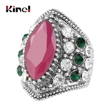 Kinel Fashion Vintage Wedding Rings For Women Ancient Tibetan Silver Punk Resin Big Ring Party Birthday Gift 2024 - buy cheap