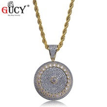 GUCY Hip Hop Dart Board Pendant Necklace All Iced Out Micro Pave Cubic Zircon Gold Silver Plated Men's Jewelry Gift Party 2024 - buy cheap