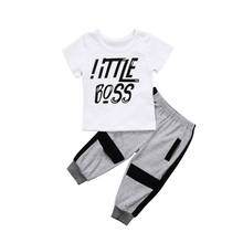 Toddler Fahion Clothing Outfit Kids Baby Boys T-shirt+Pants 2pcs Children Clothes Outfit Set 1-6Y 2024 - buy cheap