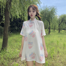 2018 autumn new women's Japanese sweet fresh girl Chinese style retro cheongsam dress 2024 - buy cheap