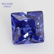 2x2~10x10mm 5A Tanzan Blue Square Shape Princess Cut CZ Stone Synthetic Gems Cubic Zirconia For DIY Jewelry 2024 - buy cheap