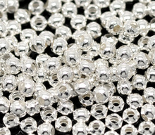 Doreenbeads ferro base liga contas de semente bola cor prata diy fazendo jóias sobre 3mm diâmetro, furo: aprox 1mm, 250 peças 2024 - compre barato