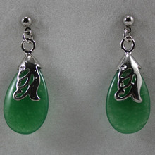 Free Shipping ER00099 Elegant Natural jade Drop Earring 2024 - buy cheap