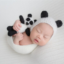 Newborn Photography Props Accessories Crochet Knitted Clothes Cute Baby Mohair Panda Hat+Toy Dolls Set Studio Baby Photo Props 2024 - buy cheap