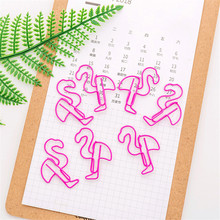12pcs Pink Metal Flamingo Bookmark Planner Paper Clips Book Bookmarks Student Creative Stationery School Office Supply Trombones 2024 - buy cheap