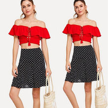 Fashion Casual Women's Ladies Girls Skirts High Waist Summer Sweet Dot Shorts Mini Skirt Black Straight Skirts 2024 - buy cheap