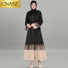 Vestido muçulmano abayas para mulher cardigan maxi vestido de ponto aberto vestidos de robe longo kimono ramadan oração islâmica 2024 - compre barato