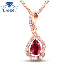 Fantastic Jewelry Pear 5x7mm Red Ruby In 18Kt Rose Gold Beauty Wedding Necklace  Pendant WP038 2024 - buy cheap