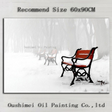 Wholesale Winter White Landscape Oil Painting On Canvas Hand-painted Modern Winter Park Snowing Oil Painting For Decorative 2024 - buy cheap