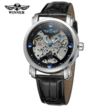 Fashion Winner Top Brand Blue Ocean Design Leather Transparent Mens Watch Luxury Male Wrist Watch Skeleton Automatic Watch Clock 2024 - buy cheap