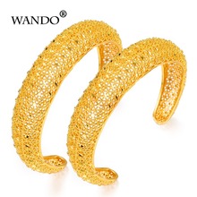 WANDO-Pulseras de boda de Dubái para mujer, brazaletes de Color dorado para pulseras etíopes, brazaletes de África árabe, joyería b141, 2 unidades por lote 2024 - compra barato