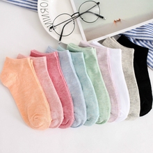 Calcetines de algodón de estilo informal para mujer, calcetín corto transpirable, fino, para primavera y verano, 10 pares 2024 - compra barato