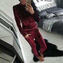 Autumn Winter Velvet Tracksuit Women Long Sleeve Warm Set Women 2 Piece Set Women Sweatshirt Pant Suit Sportswear two Piece Set 2024 - buy cheap