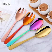 Long Serving Spoon Stainless Steel Salad Spoons Set Restaurant  Service Spoon Public Tableware Using Buffet Salad Sevice Fork 2024 - buy cheap