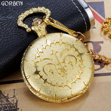 Роскошные круглые золотые кварцевые карманные часы в стиле стимпанк с брелоком и цепочкой на талии винтажные аниме вентиляторы косплей женские карманные часы мужские подарки 2024 - купить недорого
