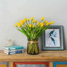 Flone buquê de flores tulipas artificiais, flores falsas, simulação de mini buquê de festas de casamento, decoração de escritório 2024 - compre barato
