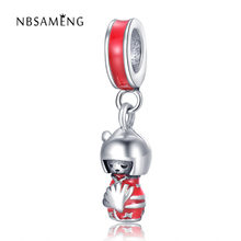 NBSAMENG 100% 925 Sterling Silver Bead Encantos Pingente Boneca Bonito Contas Com Esmalte Fit Mulheres Bracelet & Bangle 2024 - compre barato