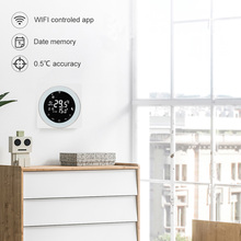 Termostato wifi voz programável termostato de aquecimento de água lcd tela sensível ao toque display digital sem bateria alexa/google casa branca 2024 - compre barato