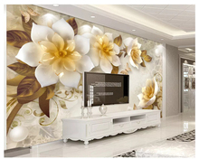 beibehang wall paper Custom 3D embossed Camellia European retro TV background decoration painting papel de parede 3d wallpaper 2024 - buy cheap