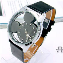 relogio feminino 2017Fashion Mickey Women Watches quartz casual transparent hollow dial leather wristwatches women dress watch 2024 - buy cheap