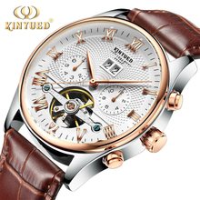 KINYUED Skeleton Tourbillon Mechanical Watch Men Automatic Classic Rose Gold Leather Mechanical Wrist Watches Reloj Hombre 2018 2024 - buy cheap