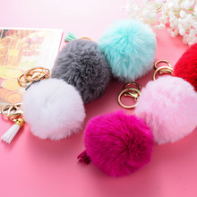 1PCS Fake Rabbit Fur Ball KeyChain Pompom Key Chain tassel Key Rings Pompon Women Car keychain female bag pendant Jewelry YS-315 2024 - buy cheap